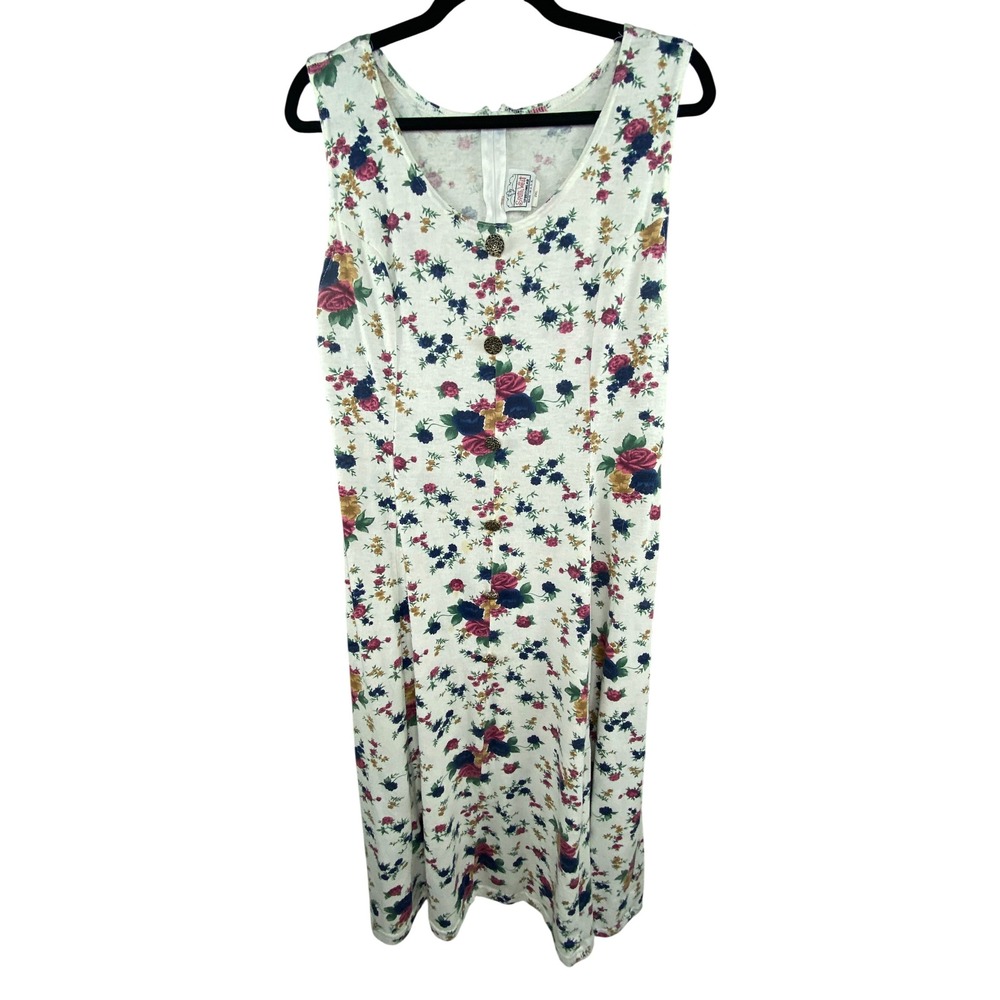 VTG South West Sportswear Womens 2XL Floral Midi Dress Romantic Cottagecore 90s